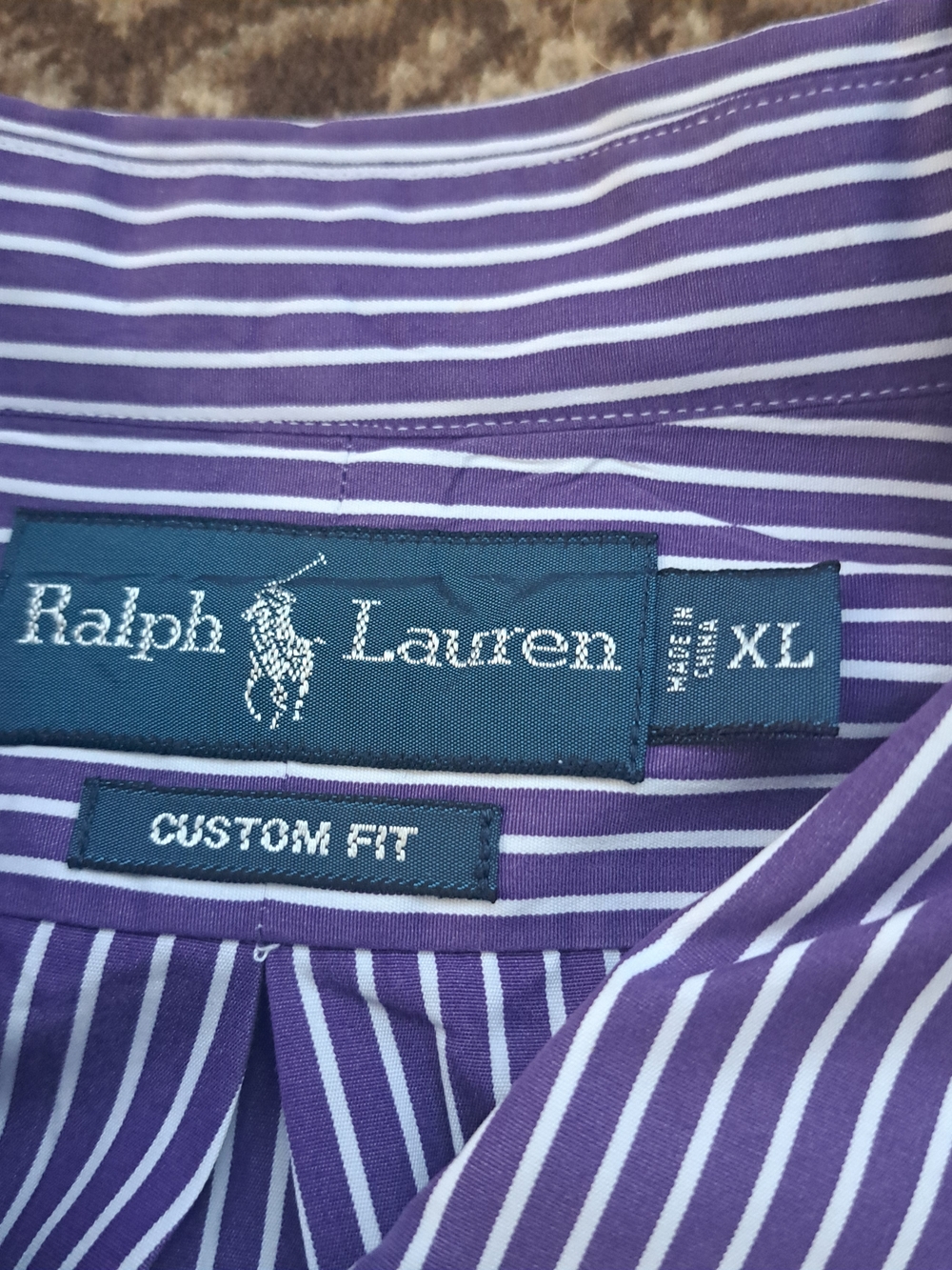 Ralph Lauren Purple & White Striped Button-Up Shirt